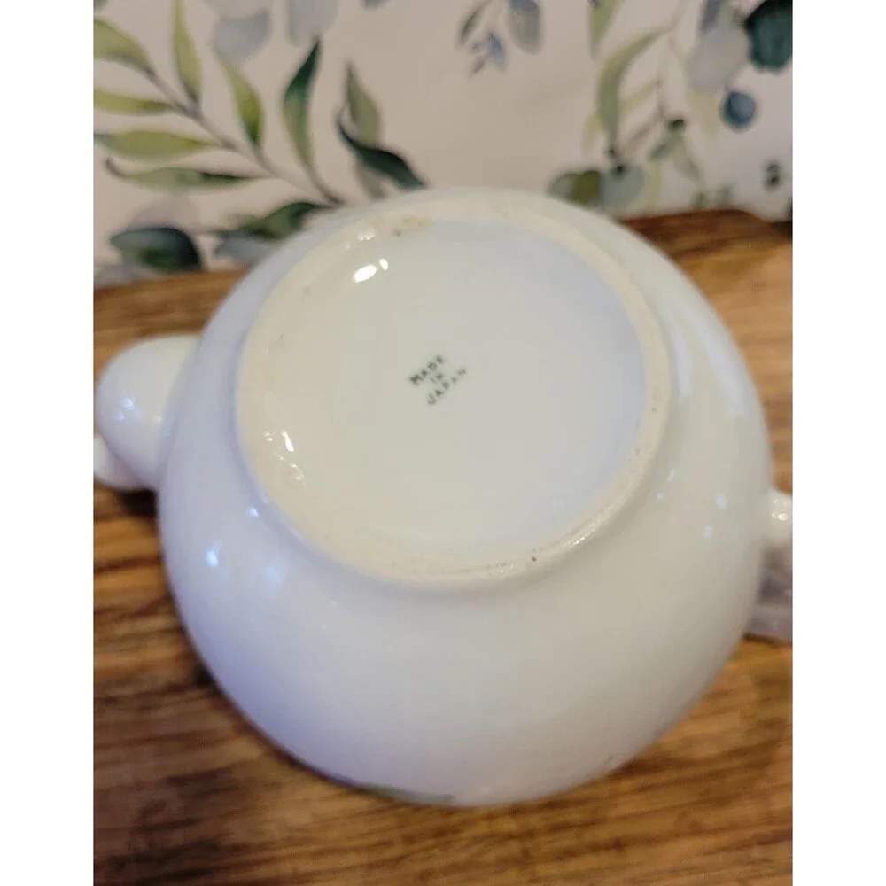 Antique Hand Painted Blue Floral Porcelain Teapot - 1930s Japan Blue Lusterware